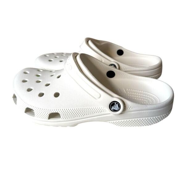 Crocs NEW White Classic Comfort Clogs With Croc Band Men’s 8 Women’s 10 - Picture 5 of 8